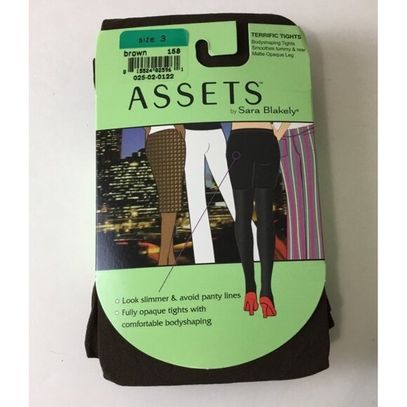 Assets by Sara Blakely Terrific Tights Shaping Brown Style 158 Sz 3 New - Picture 1 of 4